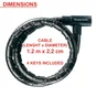 Câble Antivol Masterlock, L.1.2 M X Diam.22 Mm