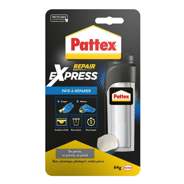 Pate a reparer pattex express blanc tube 64g