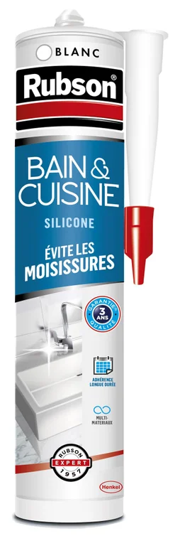 Mastic silicone cuisine/bain blanc RUBSON cartouche 280 ml