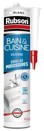 Mastic silicone cuisine/bain blanc RUBSON cartouche 280 ml