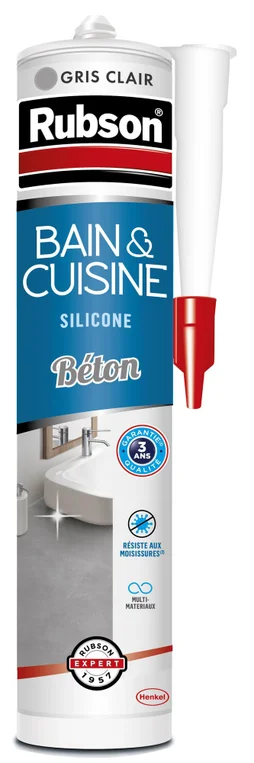 Mastic silicone cuisine/bain beton RUBSON cartouche 280 ml