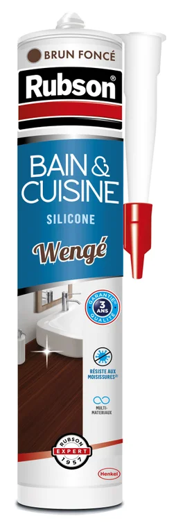 Mastic silicone cuisine/bain wengue RUBSON cartouche 280 ml