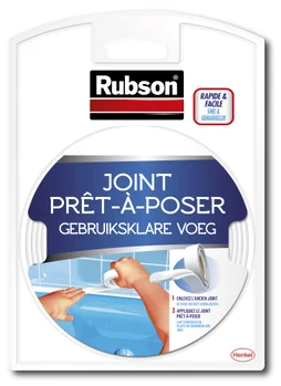 Joint cuisine/bain prêt à poser adhésif RUBSON blanc brillant 3.5mx12mm