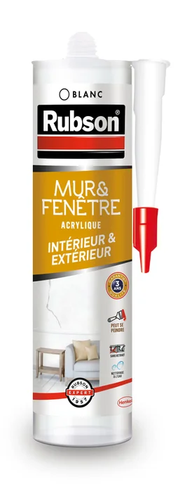 Mastic mur/fenetre acrylique RUBSON blanc cartouche 280ml