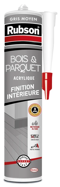 Mastic bois/parquet acrylique RUBSON gris moyen cartouche 280ml