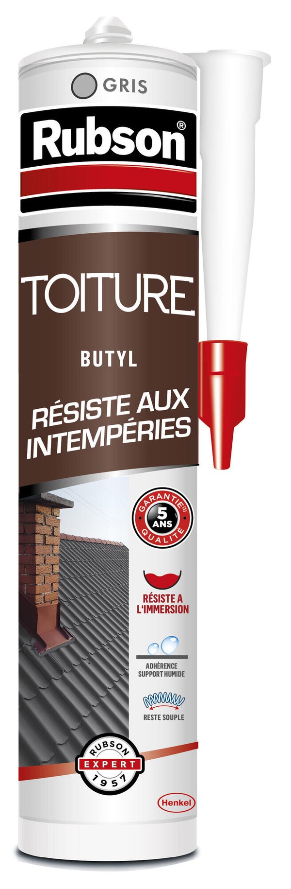 Mastic étanchéite toiture butyl RUBSON gris cartouche 280ml