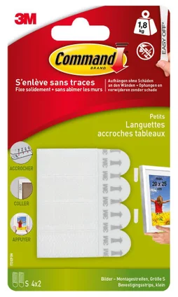 Lot de 8 languettes adhésives tableaux COMMAND blanc