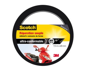 Adhésif Scotch Réparation Une Face Souple Multiusage L.7.5 M X L.48 Mm, Noir