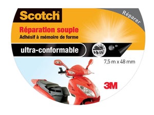 Adhésif Scotch Réparation Une Face Souple Multiusage L.7.5 M X L.48 Mm, Noir