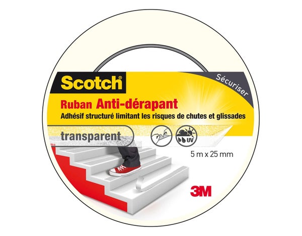 Ruban Antidérapant De  Scotch, Une Face L.5 M X L.25 Mm Transparent