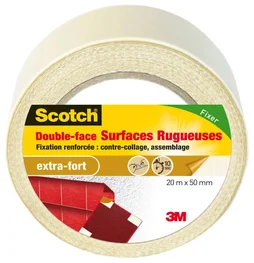 Rouleau adhésif double face surfaces rugueuses, SCOTCH, L.20 m x L.50 mm