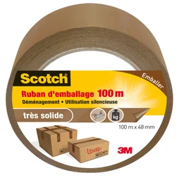 Adhésif emballage une face multiusage, SCOTCH, L.100 m x L.48 mm marron