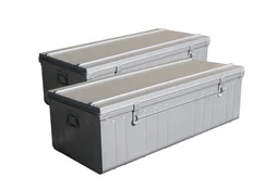 Lot de 2 cantines métal emboitées SNOR, peinture aluminium, 90 et 100 cm