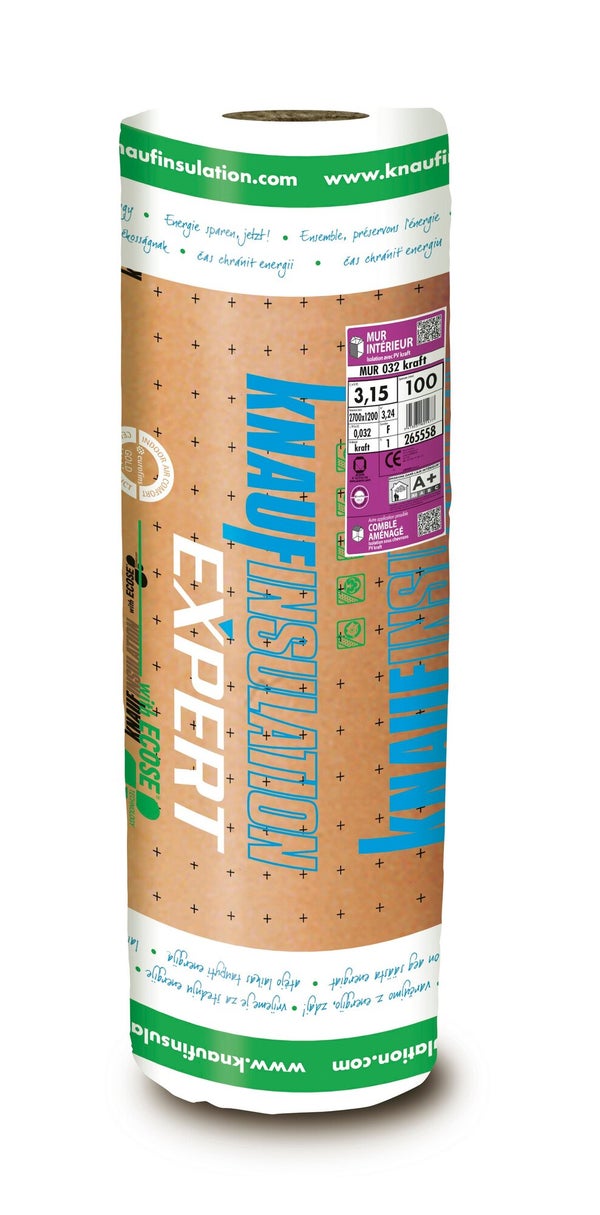 Laine De Verre Kraft 2.7X1.20M, Ep.100Mm, Lambda 0.032, R=3.15 Knauf Insulation