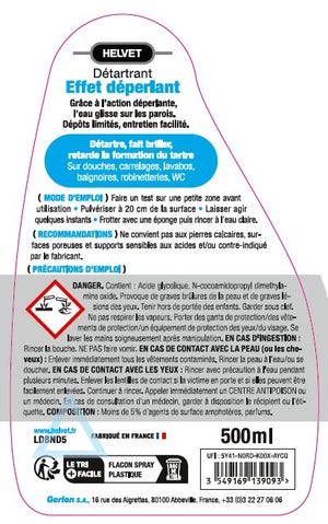 Détartrant Nettoyant Sanitaire Parfum Menthe Helvet 500 Ml