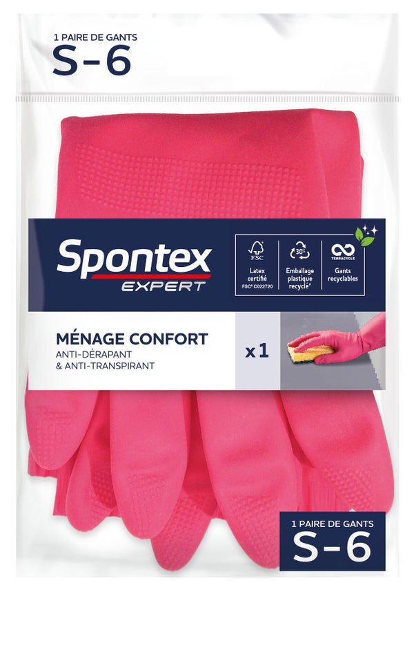 Gants Nettoyage Quotidien Spontex Expert, Taille S