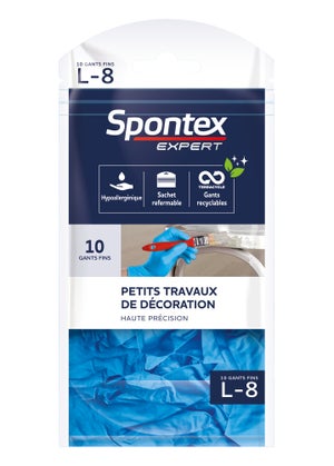 Lot de 10 paires de gants pour outil de manutention latex, taille 8 SPONTEX EXP 