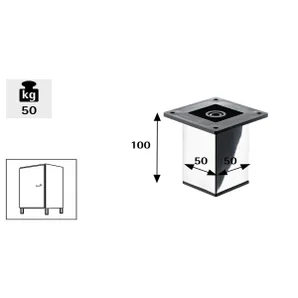 Pied Meuble Carré Hettich Fixe Acier Chromé Gris
