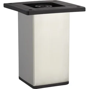 Pied Meuble Carré Hettich Fixe Acier Chromé Gris