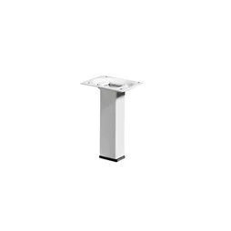Pied De Meuble Carré Fixe Acier Époxy Blanc, 10 Cm