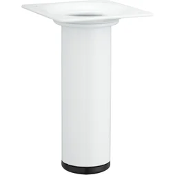 Pied De Meuble Cylindrique Fixe Acier Époxy Blanc, 10 Cm