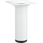 Pied De Meuble Cylindrique Fixe Acier Époxy Blanc, 10 Cm