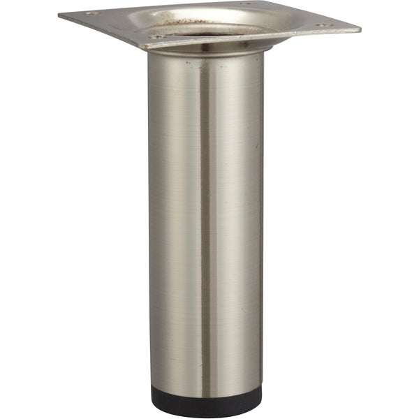 Pied De Meuble Cylindrique Fixe Acier Brossé Gris, 10 Cm