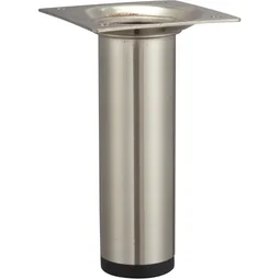 Pied De Meuble Cylindrique Fixe Acier Brossé Gris, 10 Cm