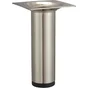 Pied De Meuble Cylindrique Fixe Acier Brossé Gris, 10 Cm