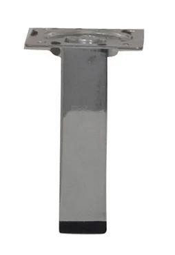 Pied De Meuble Carré Fixe Acier Chromé Gris, 10 Cm