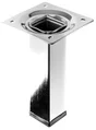 Pied De Meuble Carré Fixe Acier Chromé Gris, 10 Cm