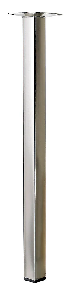 Pied De Table Basse Carré Fixe Acier Brossé Gris, 40 Cm