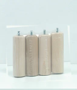 Lot De 4 Pieds De Meuble Cylindrique Fixes Hêtre Brut Blanc/Beige/Naturels, 15Cm