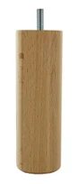 Lot De 4 Pieds De Meuble Cylindrique Fixes Hêtre Brut Blanc/Beige/Naturels, 15Cm