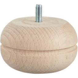 Lot De 4 Pieds De Meuble Boule Fixes Hêtre Brut Blanc / Beige / Naturels, 5 Cm