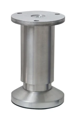 Pied Meuble Cylindrique Réglable Aluminium Brossé Gris