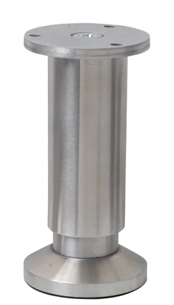 Pied Meuble Cylindrique Réglable Aluminium Brossé Gris