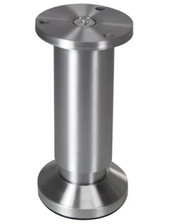 Pied Meuble Cylindrique Réglable Aluminium Brossé Gris