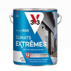 Peinture bois extérieur Climats extrêmes® V33, blanc satiné 5 l