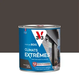 Peinture bois extérieur Climats extrêmes® V33, brun havane satiné 0.5 l