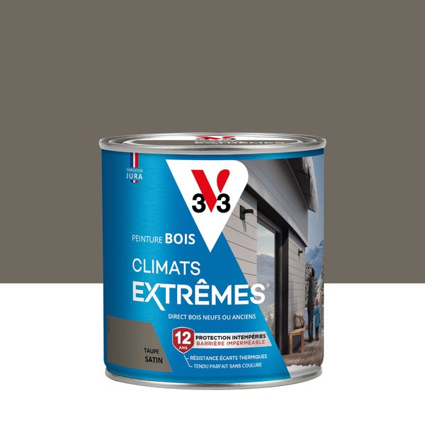 Peinture extérieure bois Climats extrêmes V33 taupe satiné 0.5l