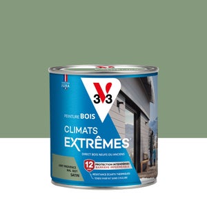 Peinture bois extérieur Climats extrêmes® V33, vert provence satiné 0.5 l