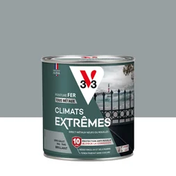 Peinture fer extérieur Climats extrêmes® V33 gris galet brillant 0.5 l