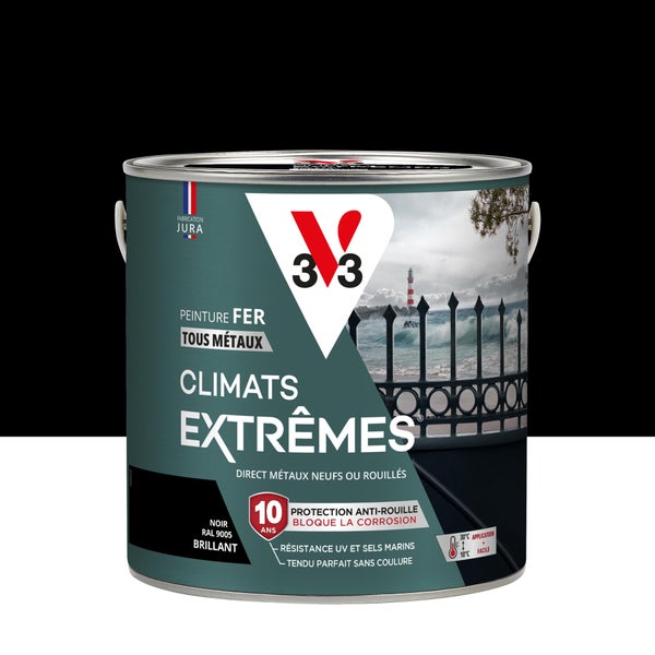 Peinture fer extérieur Climats extrêmes® V33 noir brillant 2 l