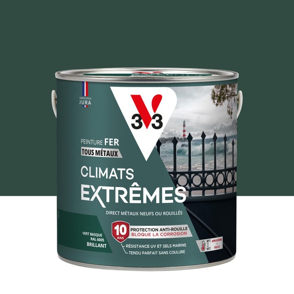 Peinture fer extérieur Climats extrêmes® V33 vert basque brillant 2 l