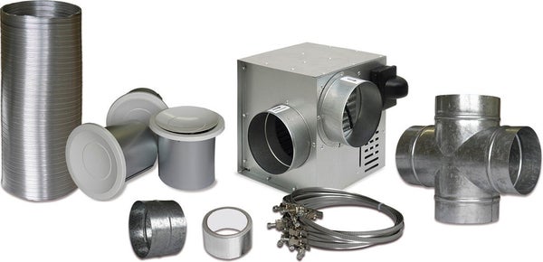 Groupe distribution air chaud 3 bouches débit 400 m3/h diam. 125 mm kit