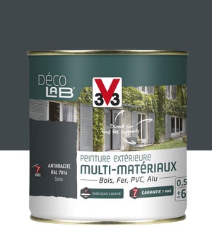 Peinture multimatériauxx extérieur Décolab V33 anthracite satiné 0.5 L