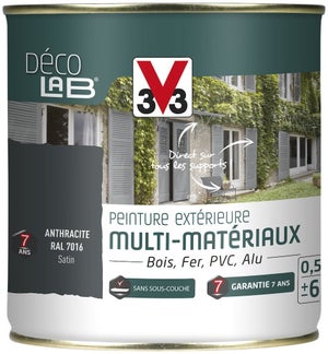 Peinture multimatériauxx extérieur Décolab V33 anthracite satiné 0.5 L