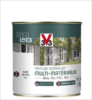 Peinture multimatériaux Extérieur Décolab® V33 Blanc Satiné 0.5 L