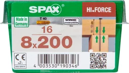 Lot De 16 Vis Acier Torx Spax, Diam.8 Mm X L.200 Mm